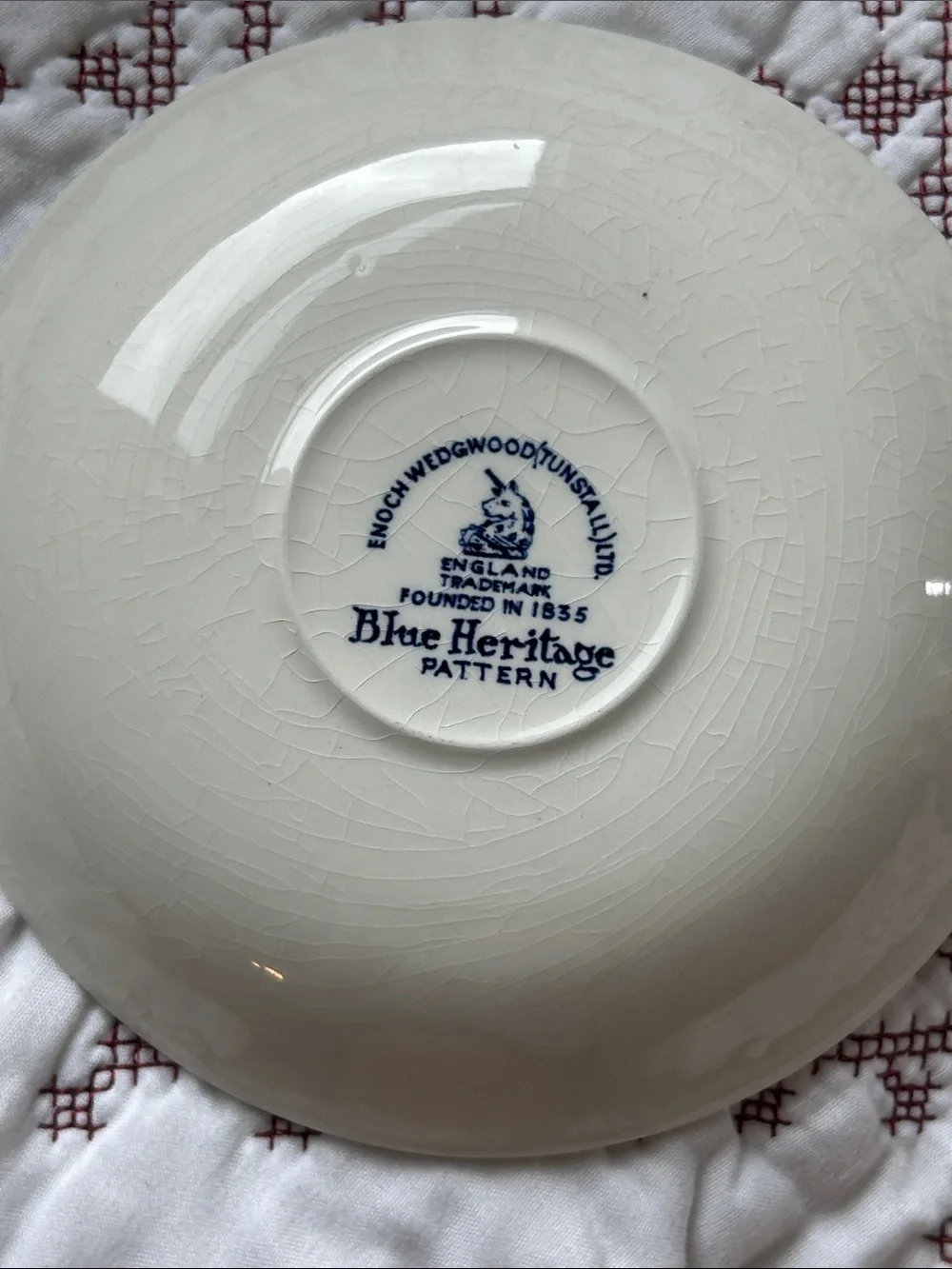Vintage Enoch Wedgwood Blue Heritage/Blue Onion Saucers Set of 2